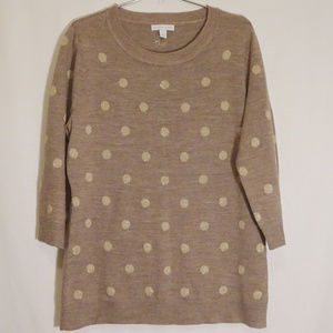 NWOT Women's Blouse Size L Tan/Gold Shimmer Dots